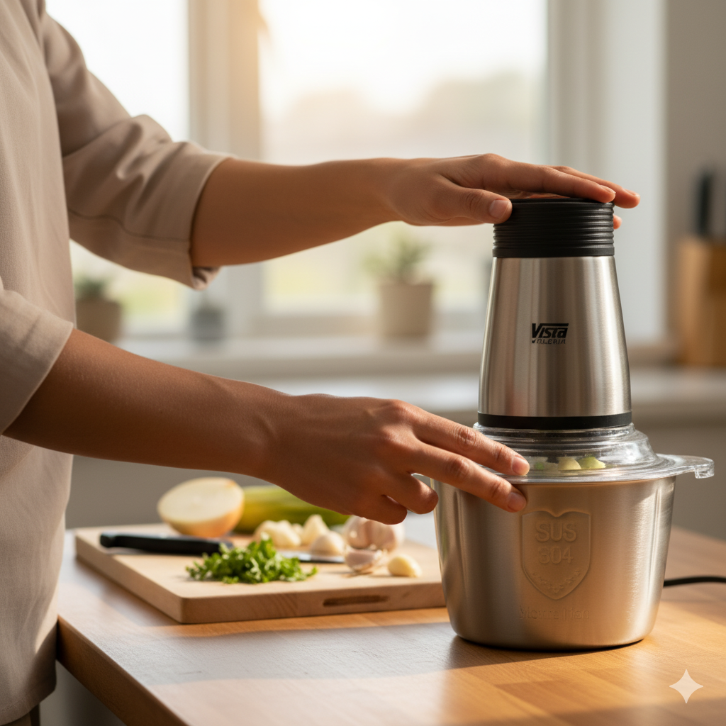 Vista GM307 – Picador Profesional 500W con Bowl de Acero 2.0L