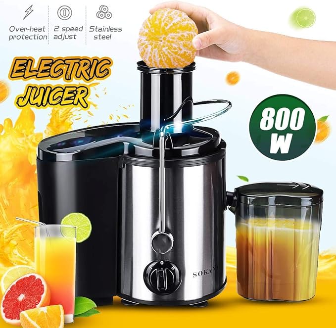 EXTRACTOR DE JUGOS ELÉCTRICO SOKANY 800W