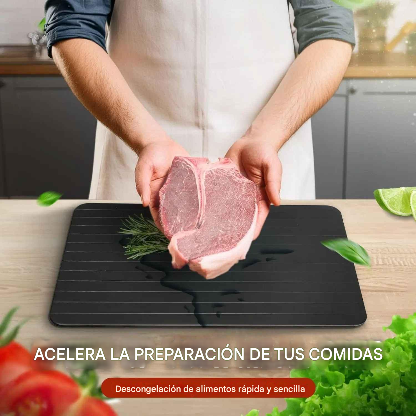 DESCONGELA EXPRESS™ BANDEJA DESCONGELADORA RÁPIDA + GRATIS JUEGO DE TAPAS DE SILICON