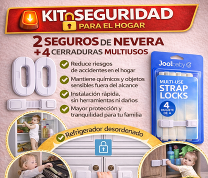 KIT DE SEGURIDAD PARA EL HOGAR (2 Seguros de Nevera + 4 Cerraduras Multiuso)