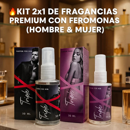 KIT 2×1 DE FRAGANCIAS PREMIUM CON FEROMONAS (HOMBRE & MUJER)