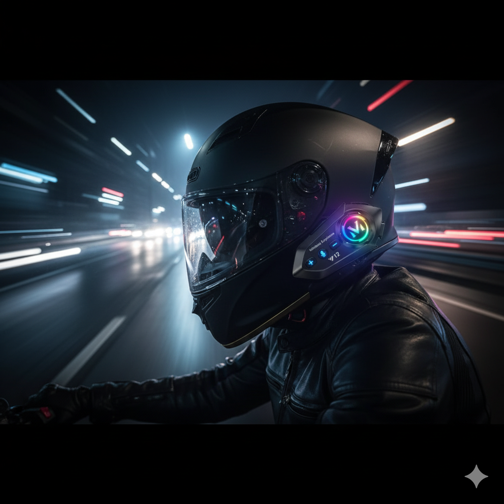 MotoSpeaker Pro™Intercomunicador V12 – Bluetooth para Casco con Micrófono HD