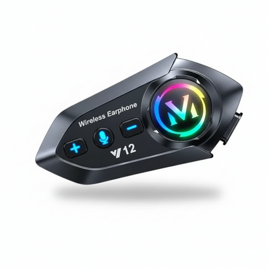 MotoSpeaker Pro™Intercomunicador V12 – Bluetooth para Casco con Micrófono HD