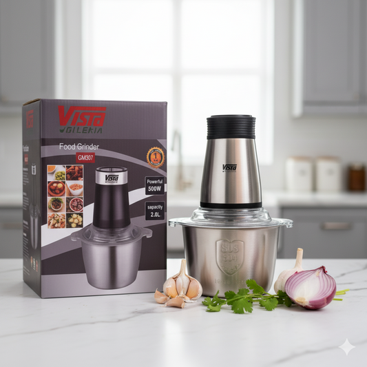 Vista GM307 – Picador Profesional 500W con Bowl de Acero 2.0L