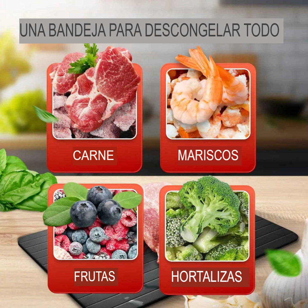 DESCONGELA EXPRESS™  BANDEJA DESCONGELADORA RÁPIDA + GRATIS JUEGO DE TAPAS DE SILICON