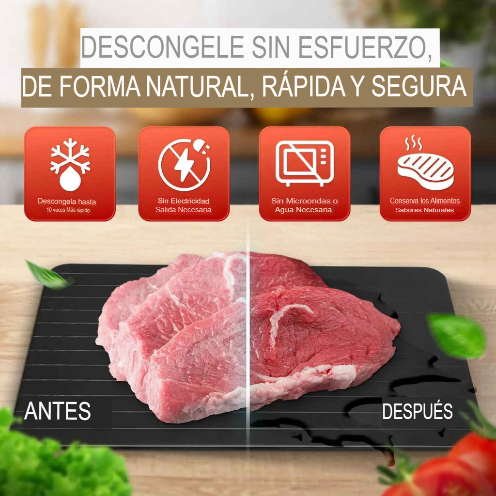DESCONGELA EXPRESS™  BANDEJA DESCONGELADORA RÁPIDA + GRATIS JUEGO DE TAPAS DE SILICON