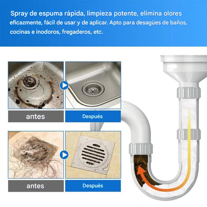 Espuma Limpia Tubo™ Fórmula segura para tus tuberías de cocina y baño